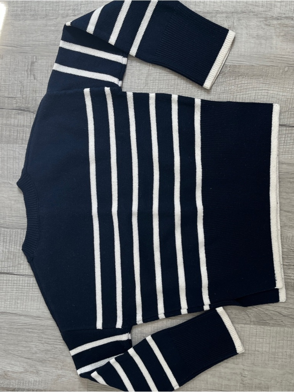 Sincerely Jules Navy and White Striped Crewneck Sweater - Picture 3 of 4